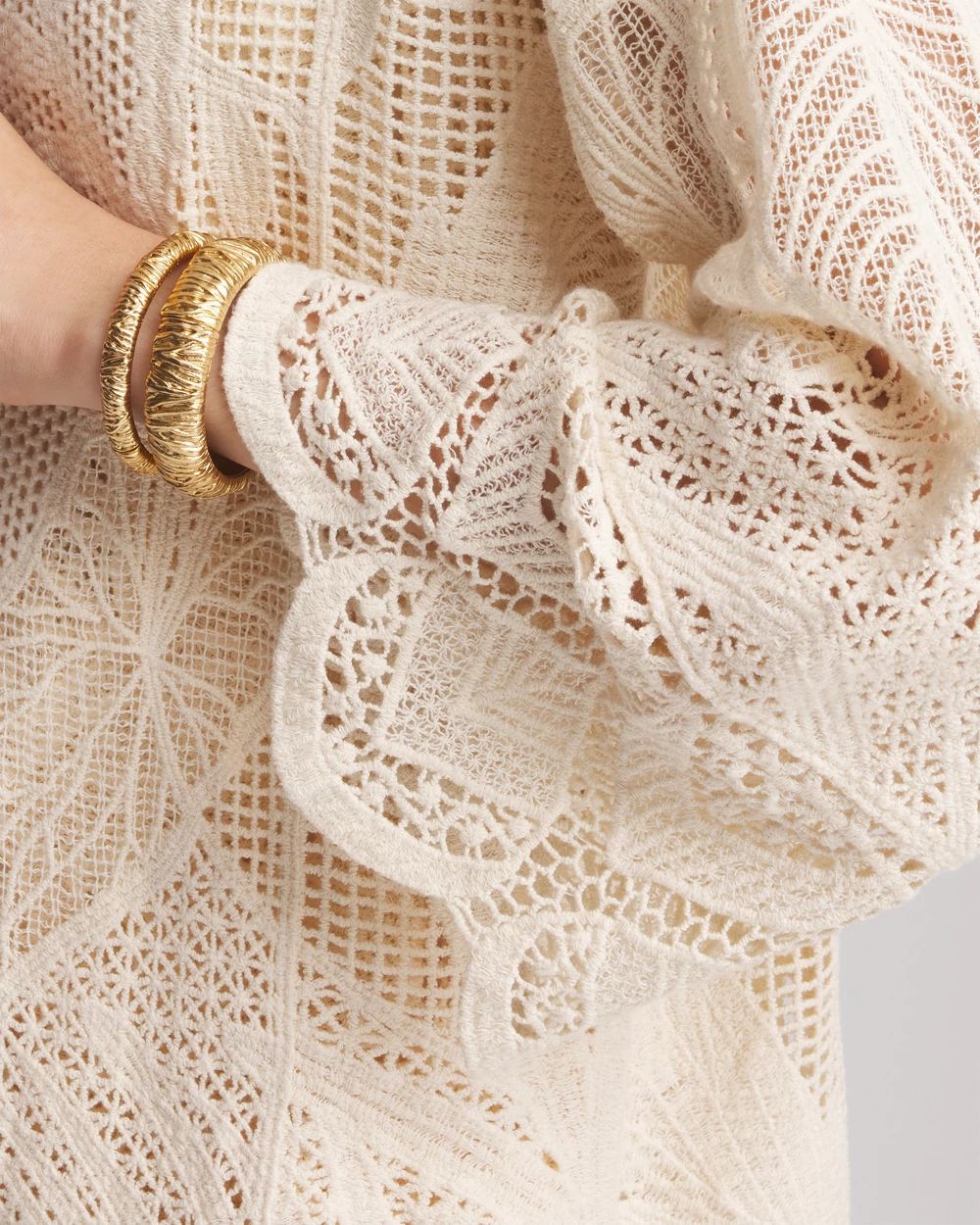Cutwork Crochet-Lace Long Kimono | Chico's
